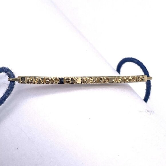 Marc by Marc Jacobs Stretch Blue Cord Gold Tone Bar Bracelet - Picture 3 of 4